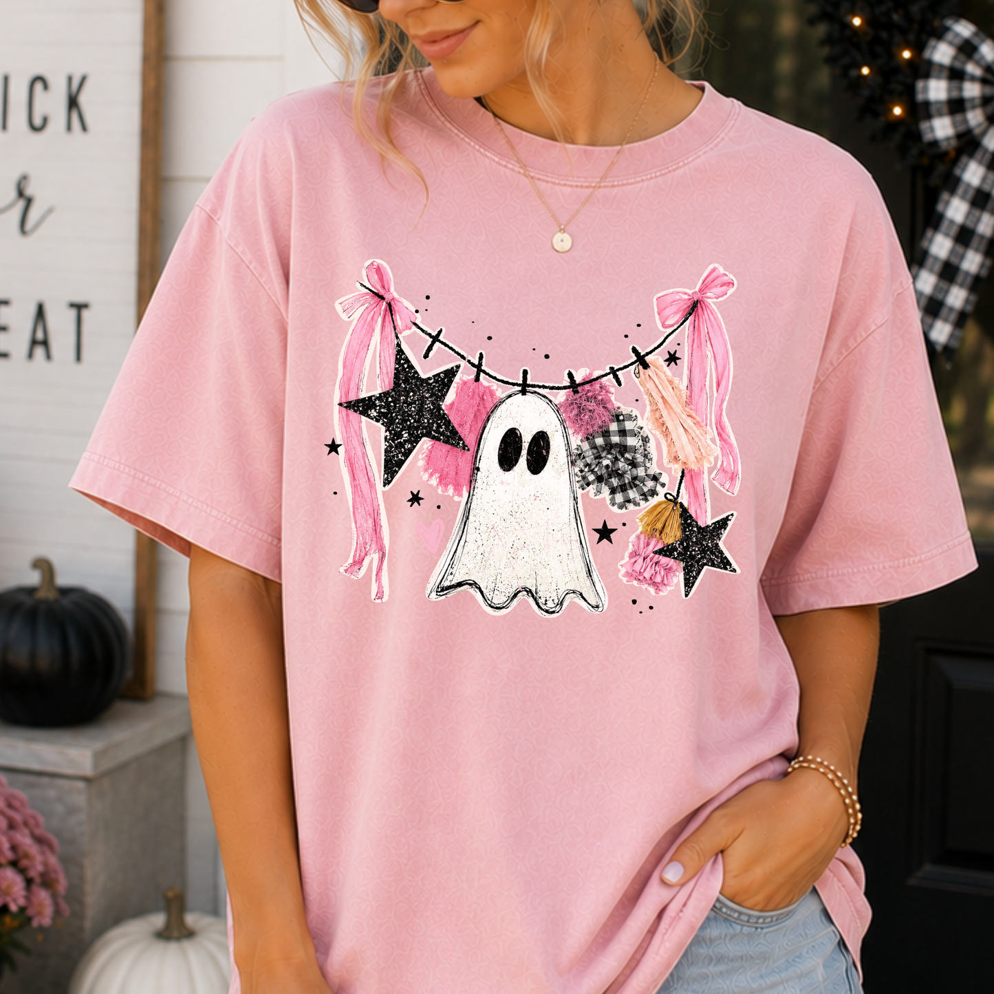 Ghost Garland Full Color DTF Transfer