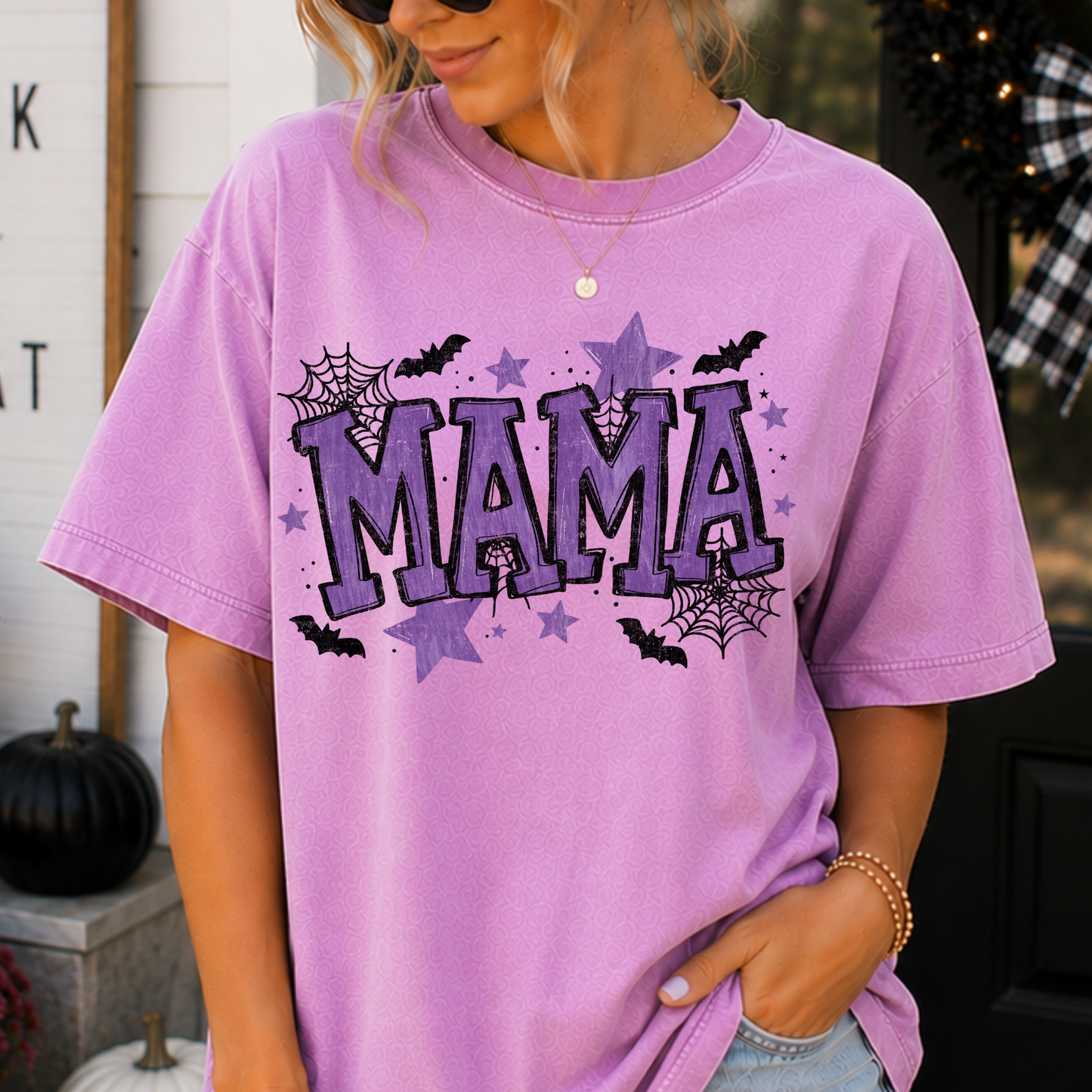 Mama (Purple w/ Bats/Webs/Stars) Full Color DTF Transfer
