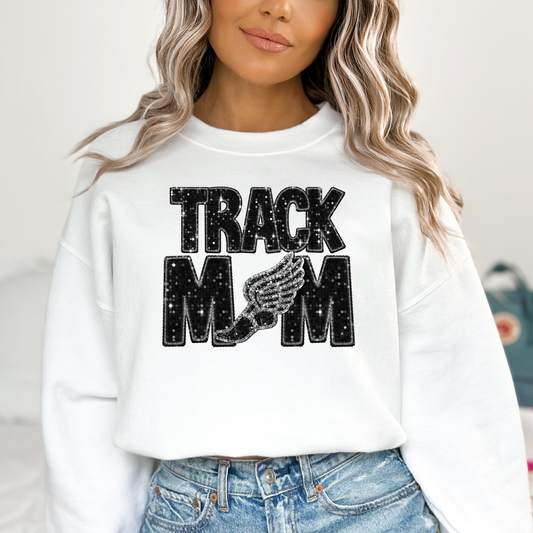 Track Mom (Faux Sequin) Full Color DTF Transfer