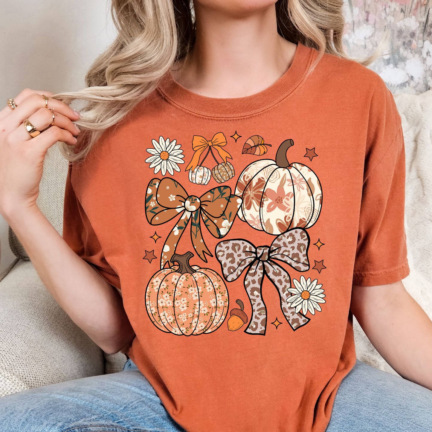 Pumkin/Bows Full Color DTF Transfer