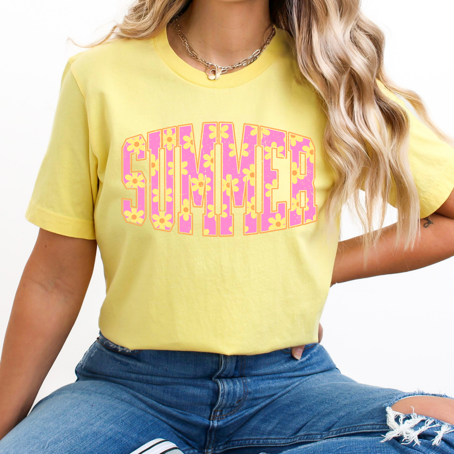 Summer (Pink w/Flowers) Full Color DTF Transfer