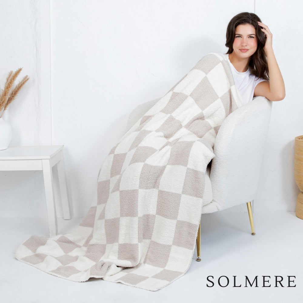 Beige/White Checkered 50x60 Blanket