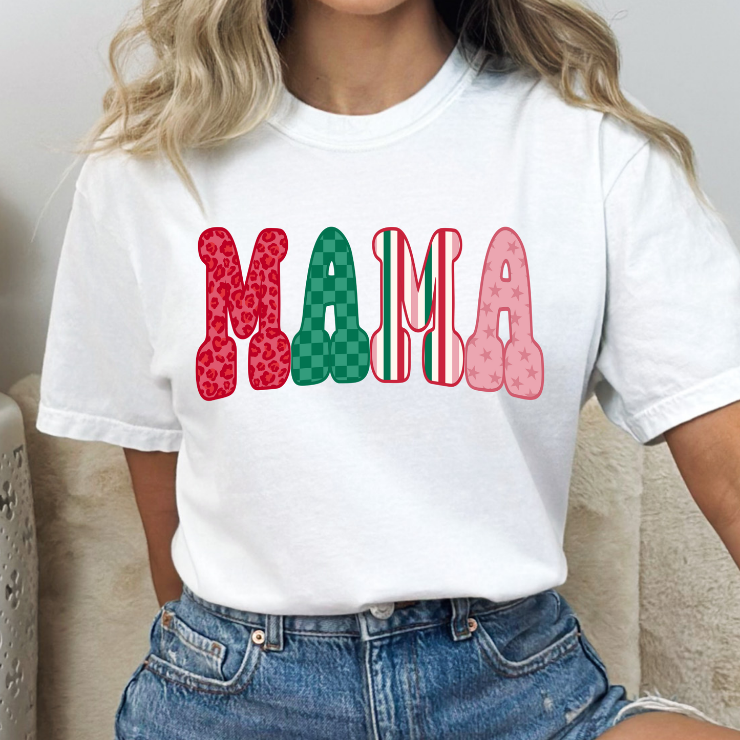 Mama (Christmas Pattern Theme) Full Color DTF Transfer