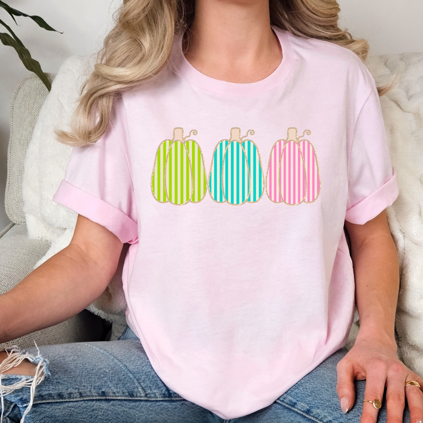 Stripe Pumpkin (Row) Full Color DTF Transfer