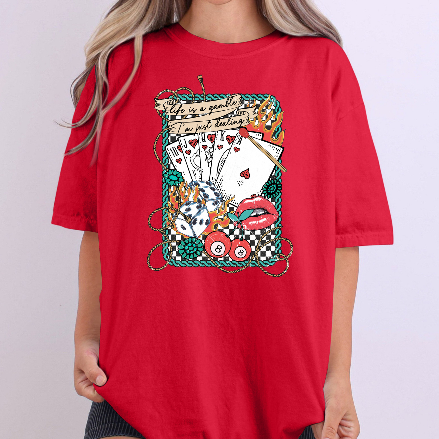 Life Is A Gamble I'm Just Dealing (Cards) Full Color DTF Transfer