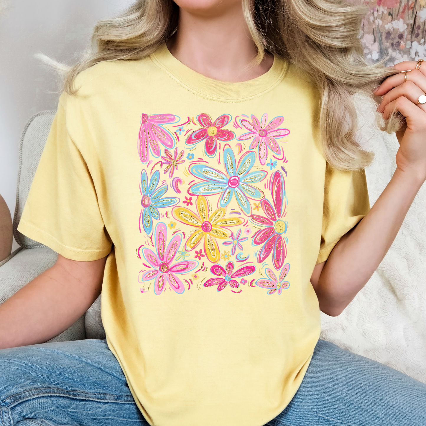 Watercolor Flowers Full Color DTF Transfer
