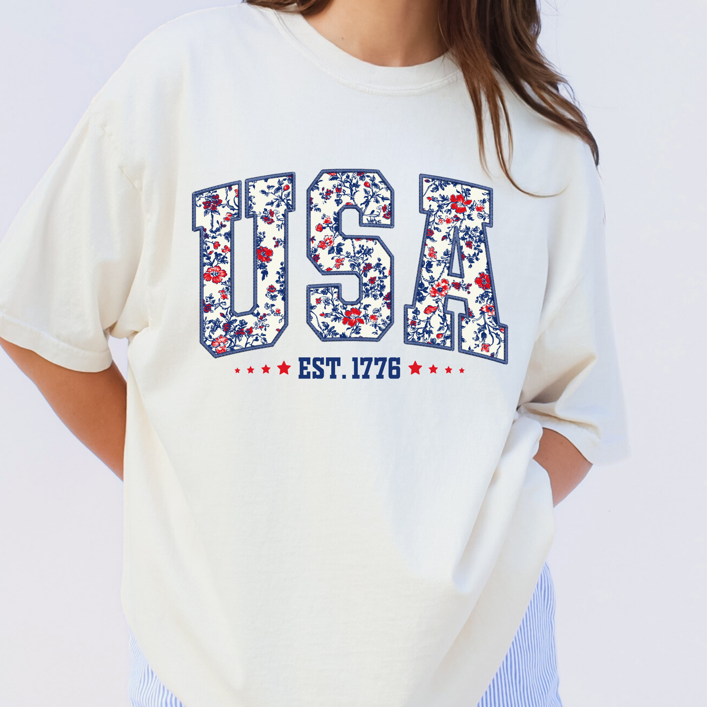 Floral USA Est 1776 Full Color DTF Transfer