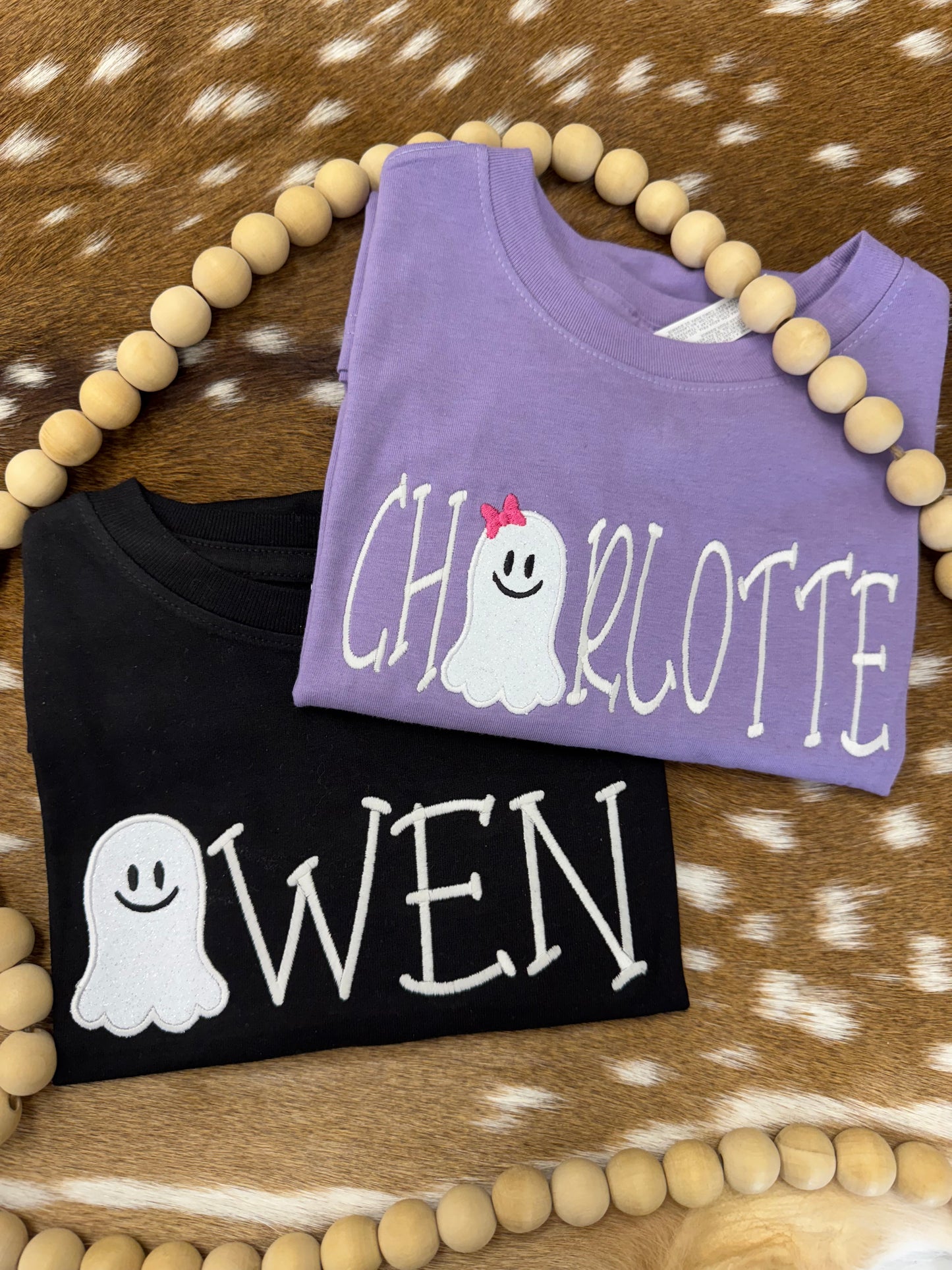 Personalized Kids Ghost (Glow In Dark Thread) Embroidered Sweatshirt/T-Shirt