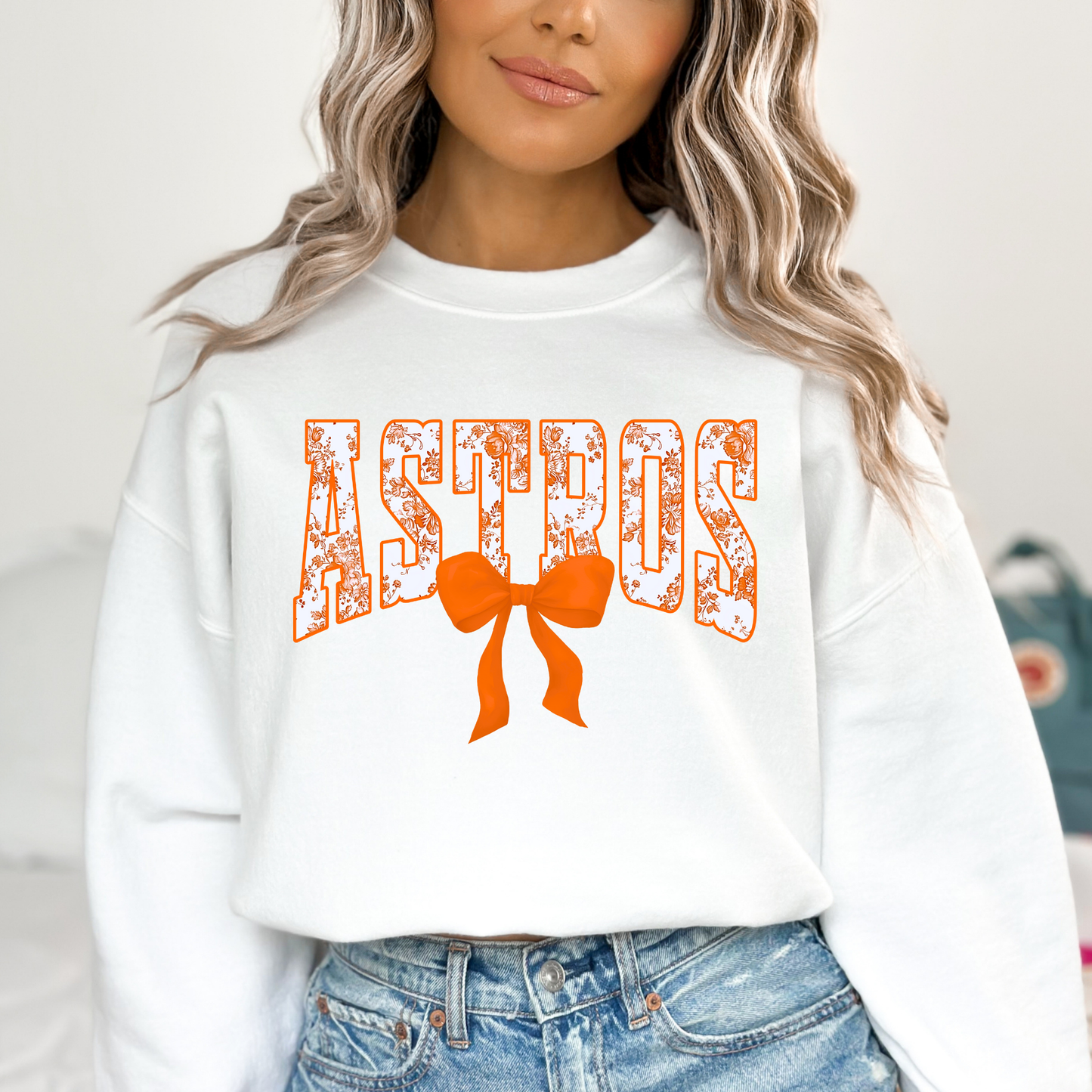 Astros (Orange Floral w/Bow) Full Color DTF Transfer