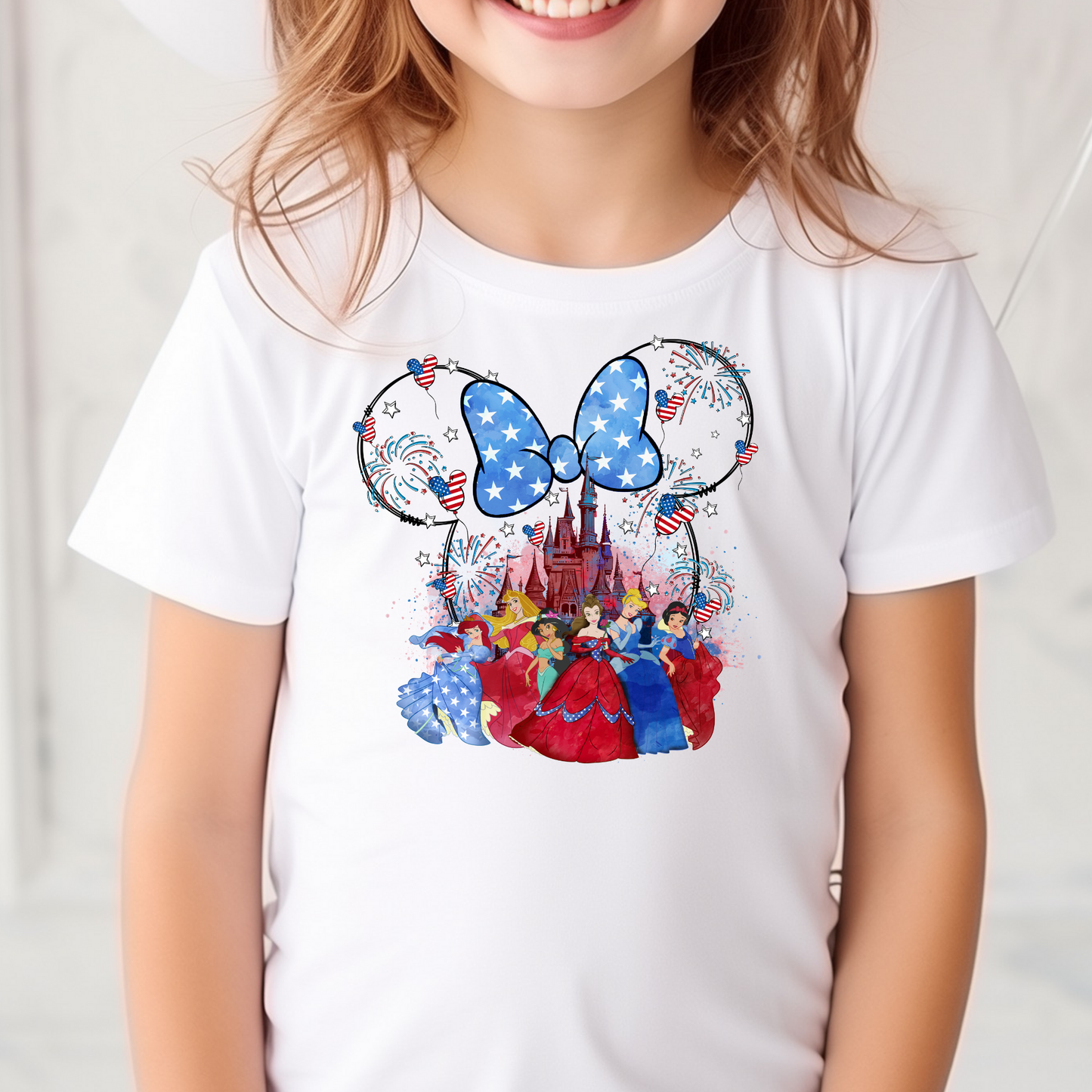 Princess' 4th of July Castle Bow Full Color DTF Transfer