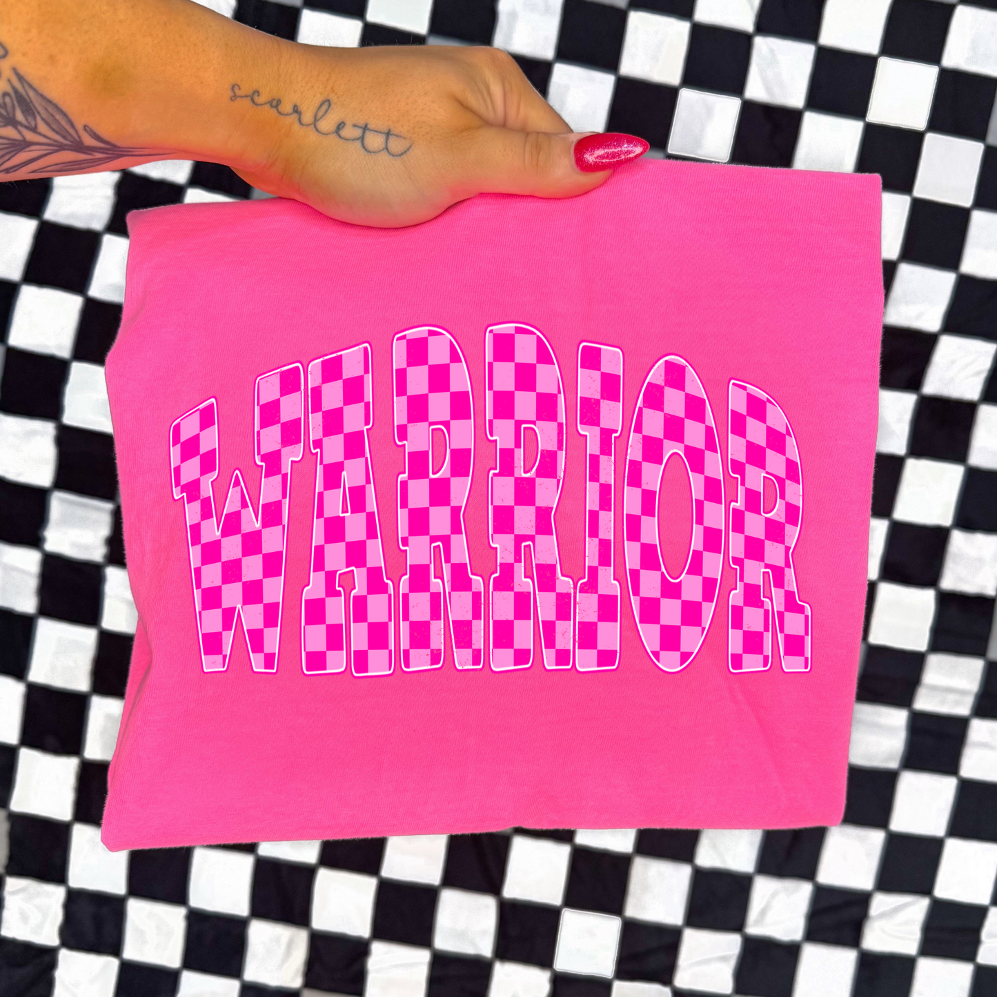 Pink Checkered Warrior (Breast Cancer) Full Color DTF Transfer