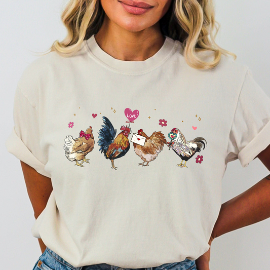 Valentine Chickens Full Color DTF Transfer