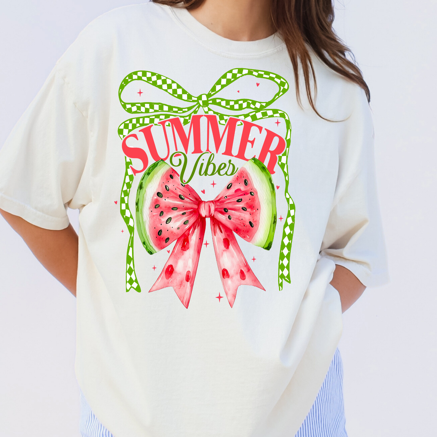 Summer Vibes Watermelon Bow Full Color DTF Transfer
