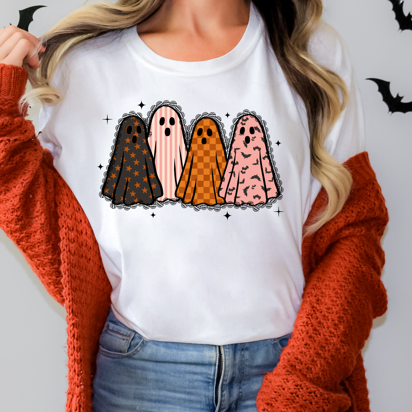 Lace Ghosts (Ghost, Stripe, Checkered, Star) Full Color DTF Transfer