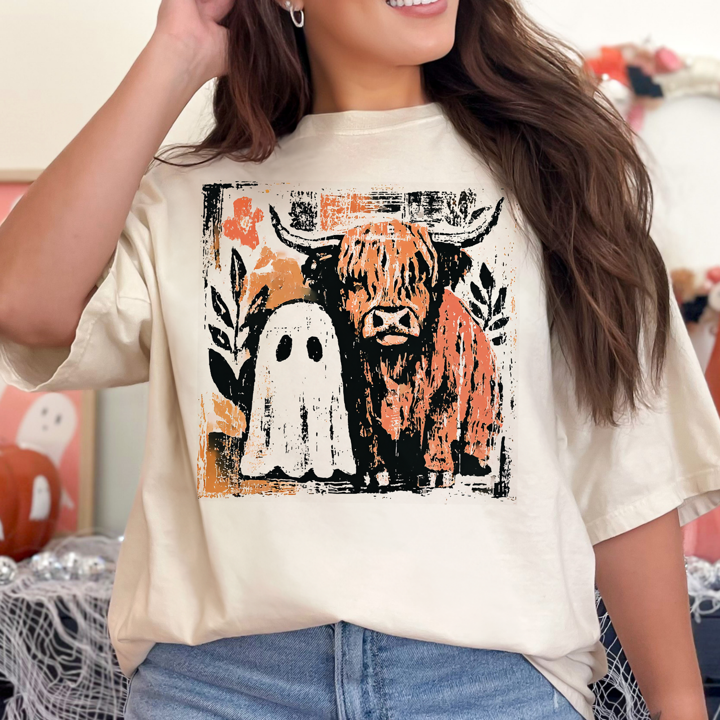 Distressed Ghost/Cow Full Color DTF Transfer