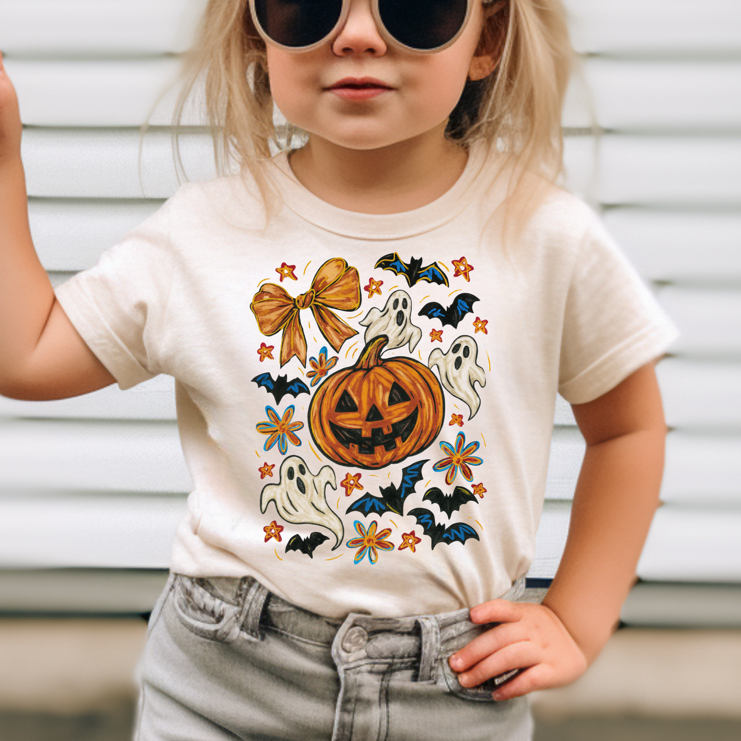 Bat, Ghost, Pumpkin Collage Full Color DTF Transfer