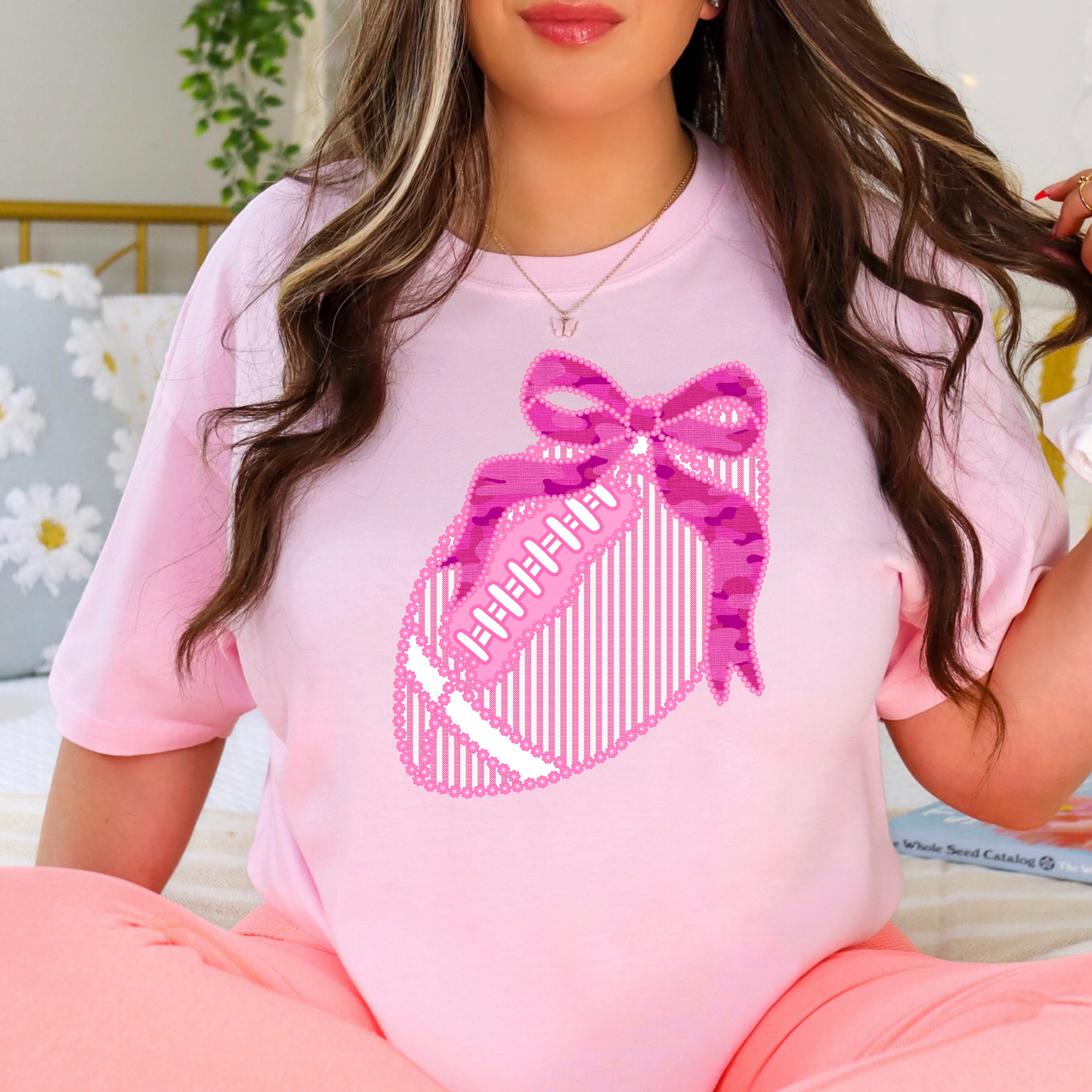 Lace Football Breast Cancer Awareness Full Color DTF Transfer