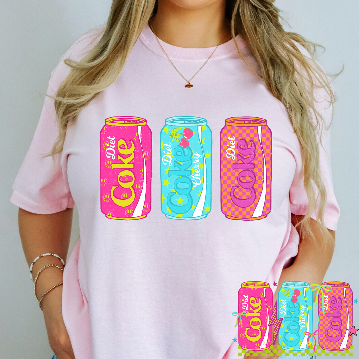 Bright Color Diet Coke (Frilly Option) Full Color DTF Transfer
