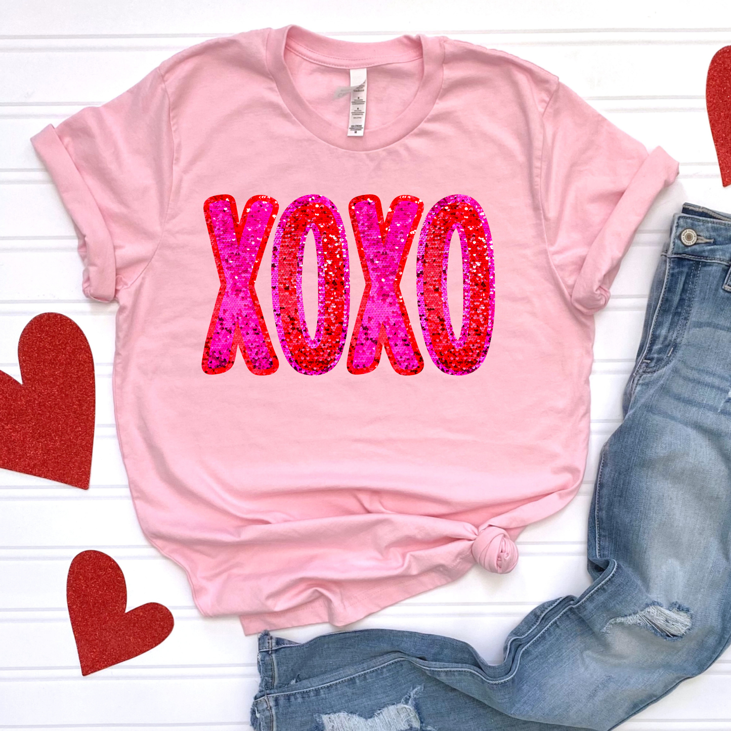 XOXO Faux Sequin Full Color DTF Transfer