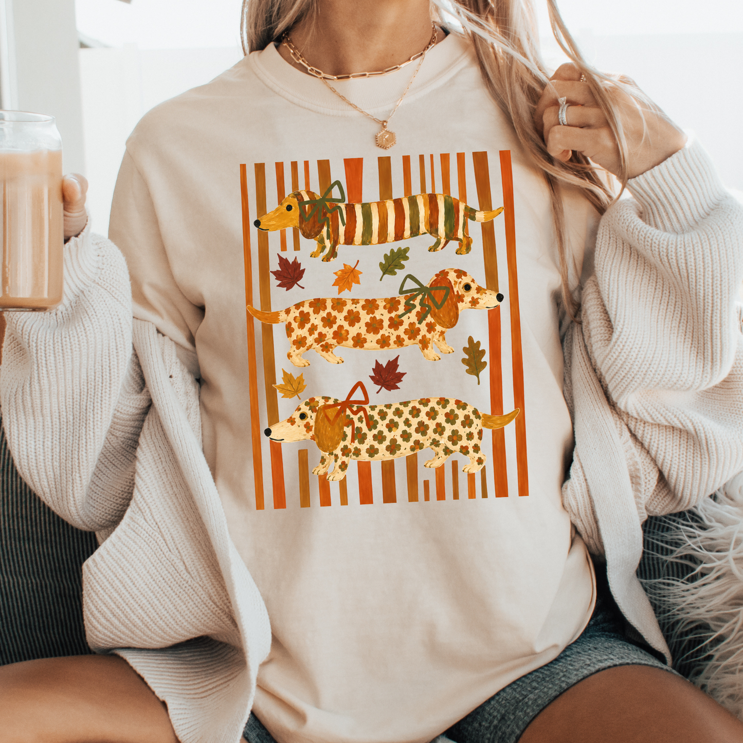 Fall Dachshund (Framed) Full Color DTF Transfer