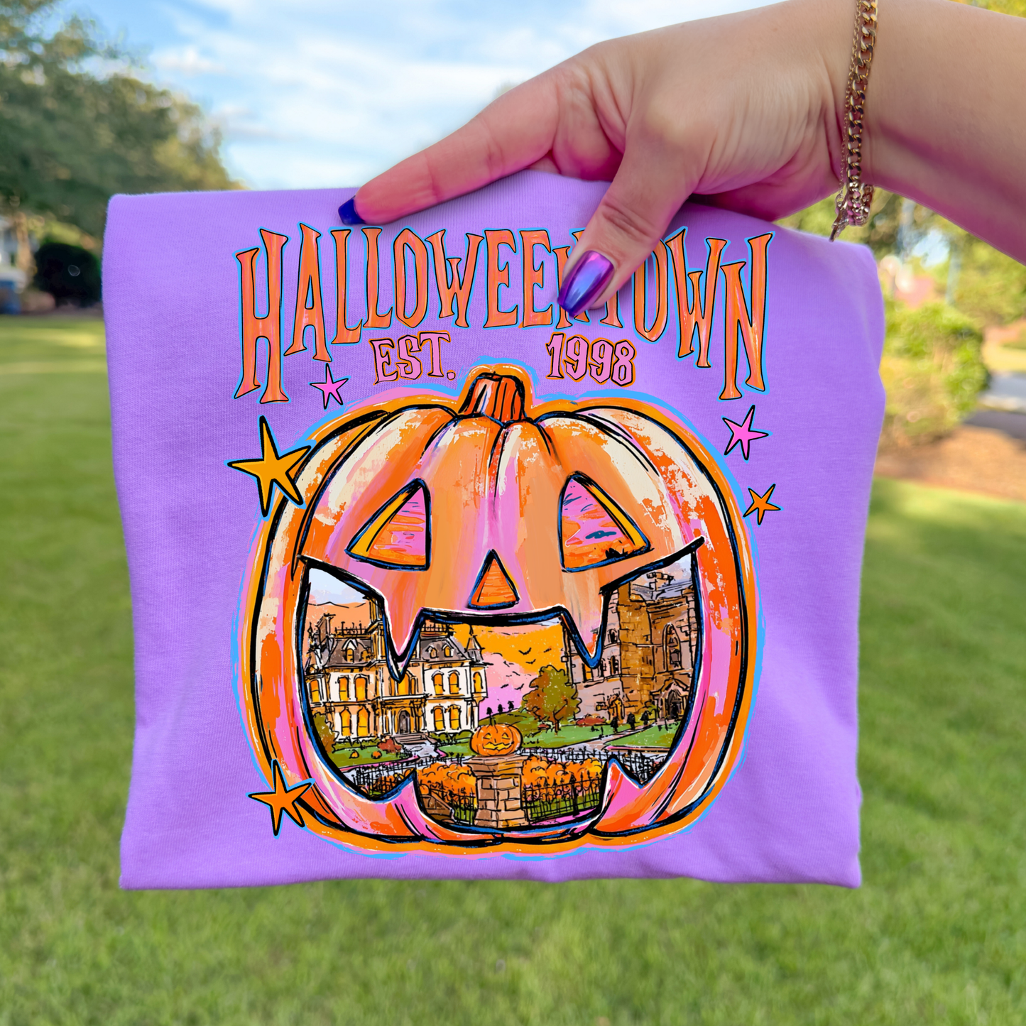 Halloweentown Sketch Pumpkin Full Color DTF Transfer