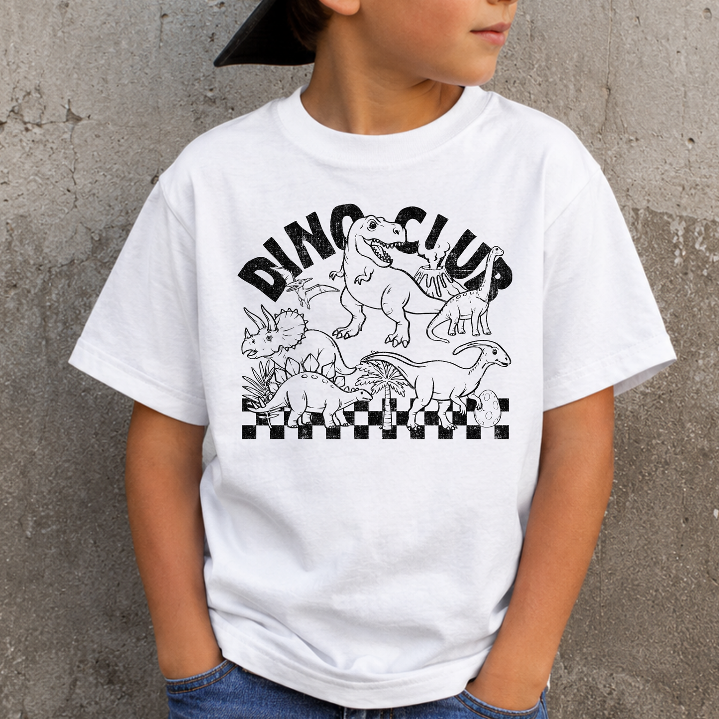 Dinosaur (Checkered Border) Full Color DTF Transfer