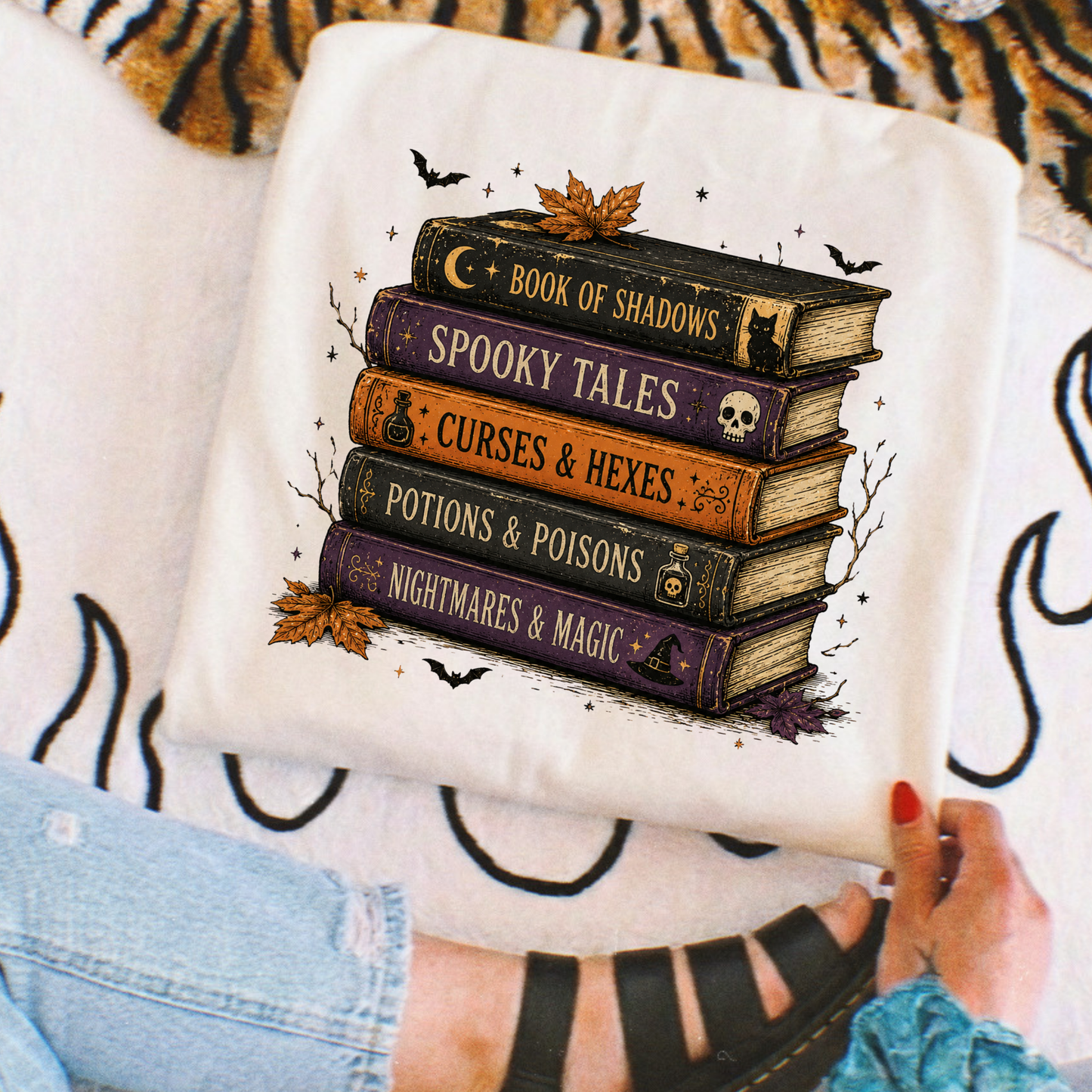 Halloween Stacked Books Full Color DTF Transfer