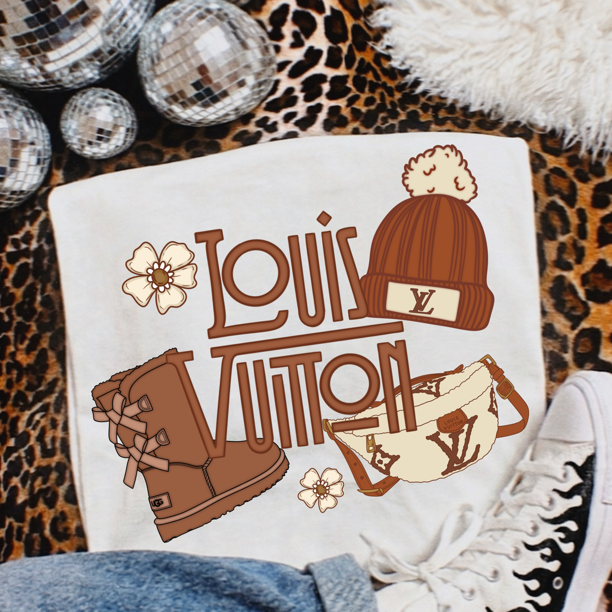 Louis Vuitton (Beanie, Uggs, Fanny Pack) Full Color DTF Transfer