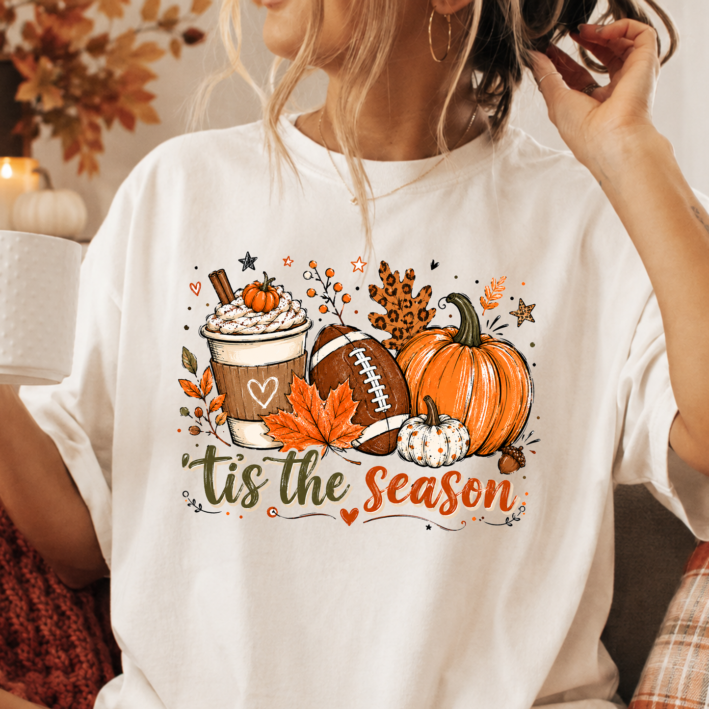 Tis The Season (Coffee, Football, Pumpkin) Full Color DTF Transfer