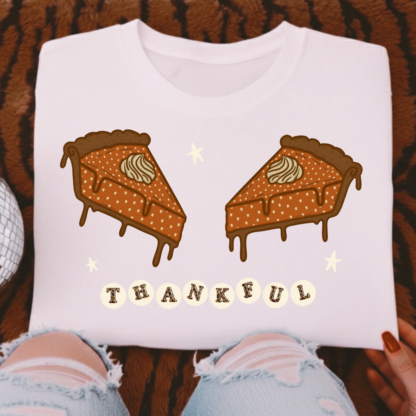 Thankful Pumpkin Pie Full Color DTF Transfer