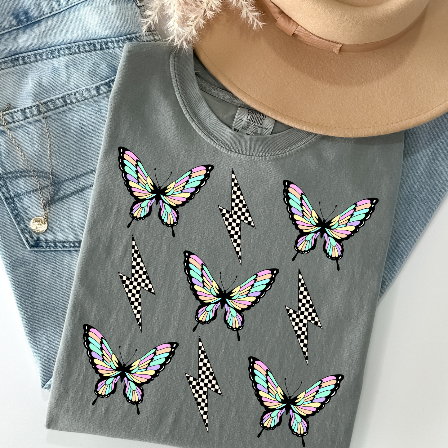 Butterflies & Lightening Bolts Grid Full Color DTF Transfer