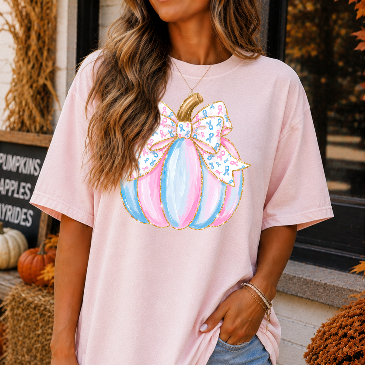 Pumpkin Breast Cancer Awareness Full Color DTF Transfer