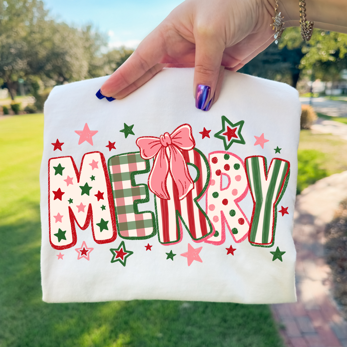Merry Multi Pattern Full Color DTF Transfer