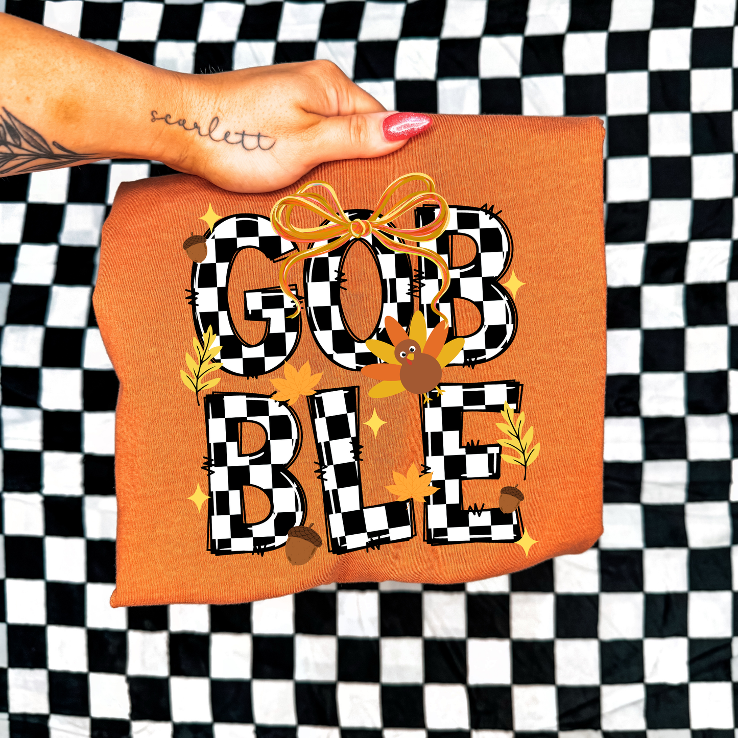 Checkered Gobble Full Color DTF Transfer