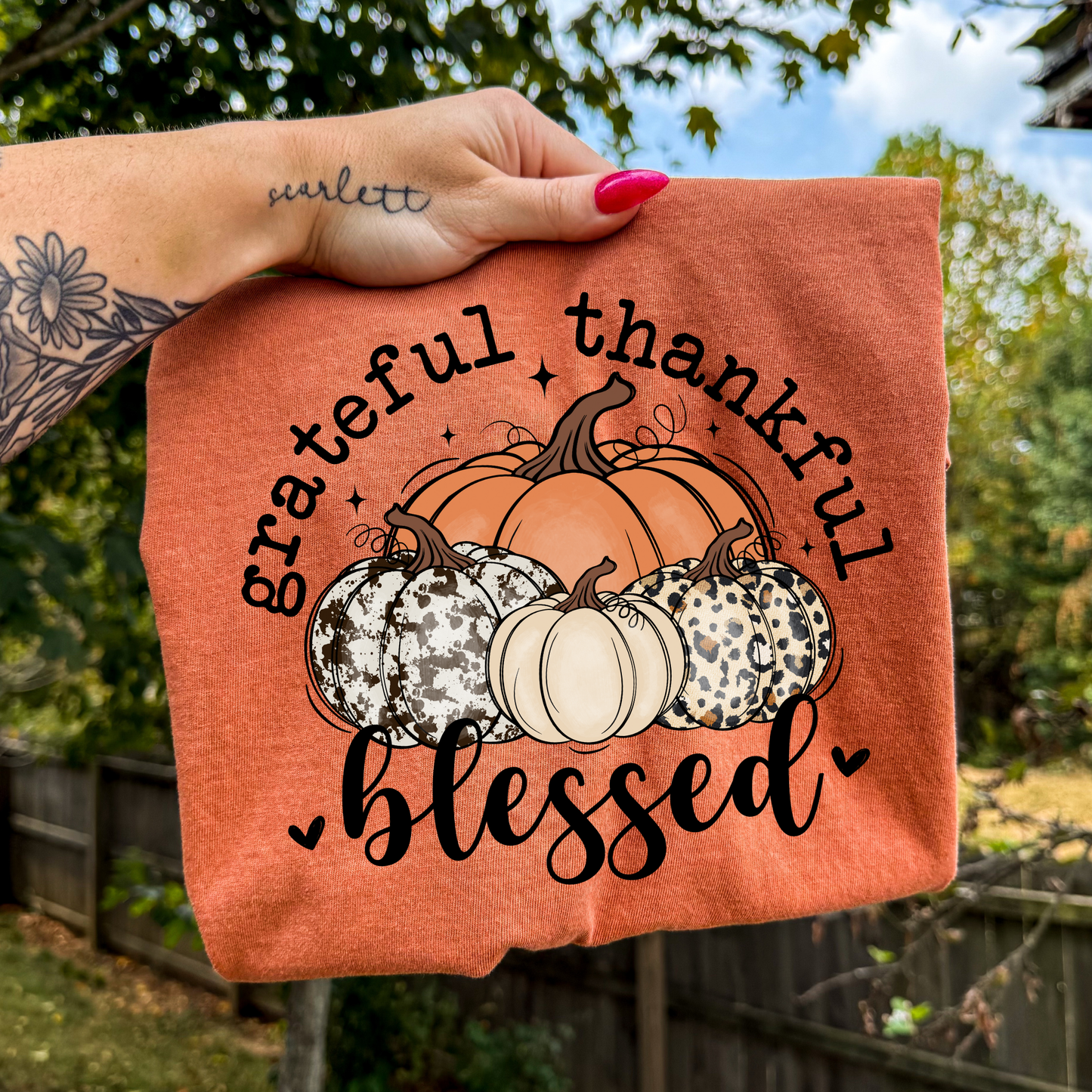 Grateful Thankful Blessed Full Color DTF Transfer