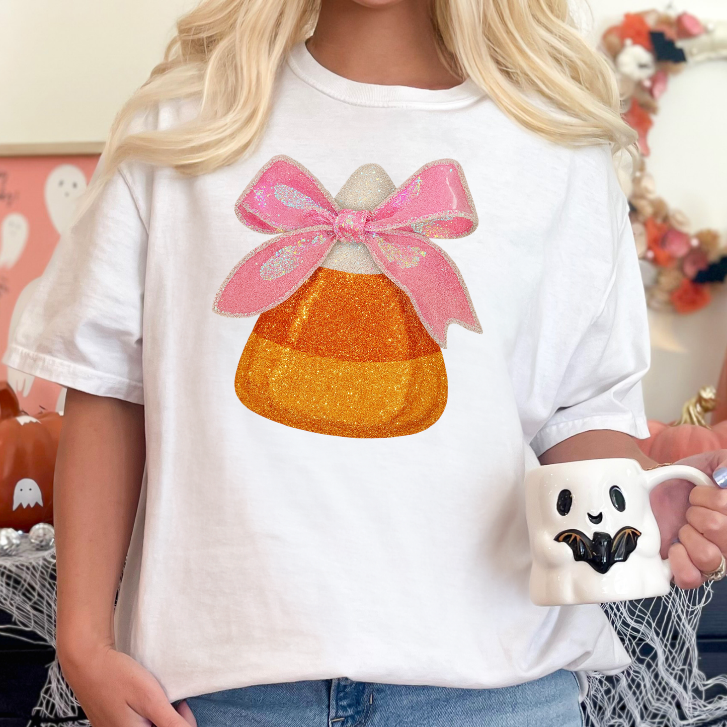 Faux Glitter Candy Corn Full Color DTF Transfer