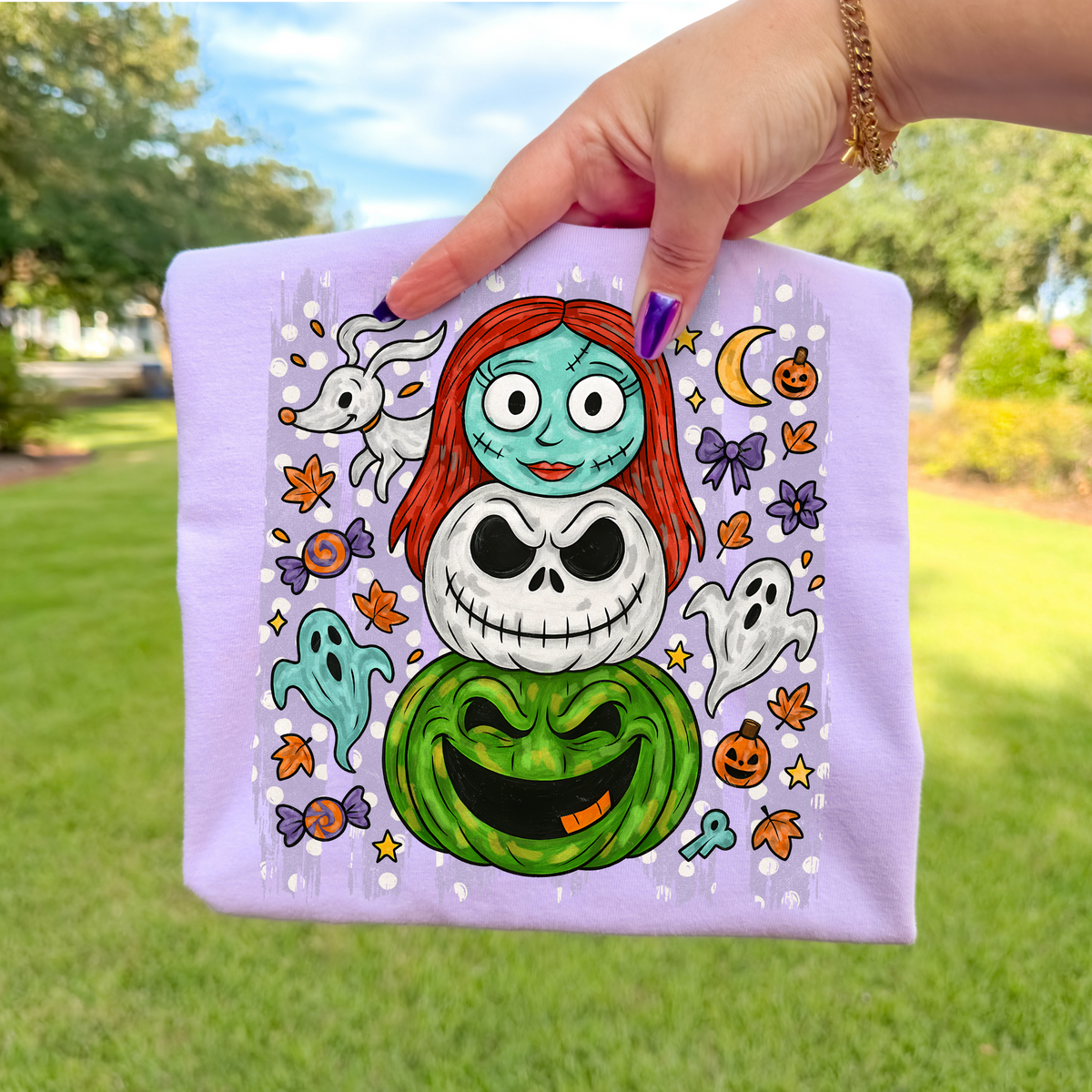 Nightmare Before Christmas Stacked Pumpkins Full Color DTF Transfer