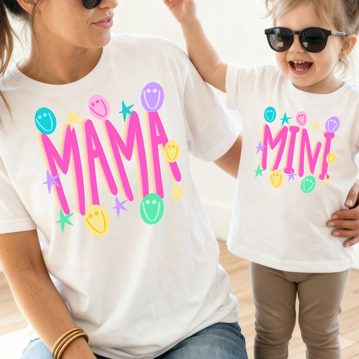 Mama (Mini Option) Smiley/Star Doodles Full Color DTF Transfer
