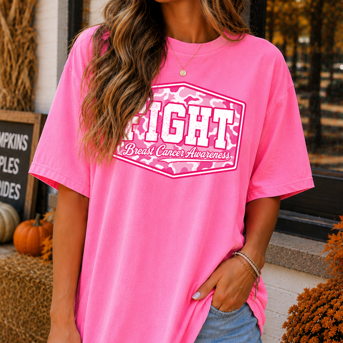 Fight - Breast Cancer Awareness - Camo Full Color DTF Transfer