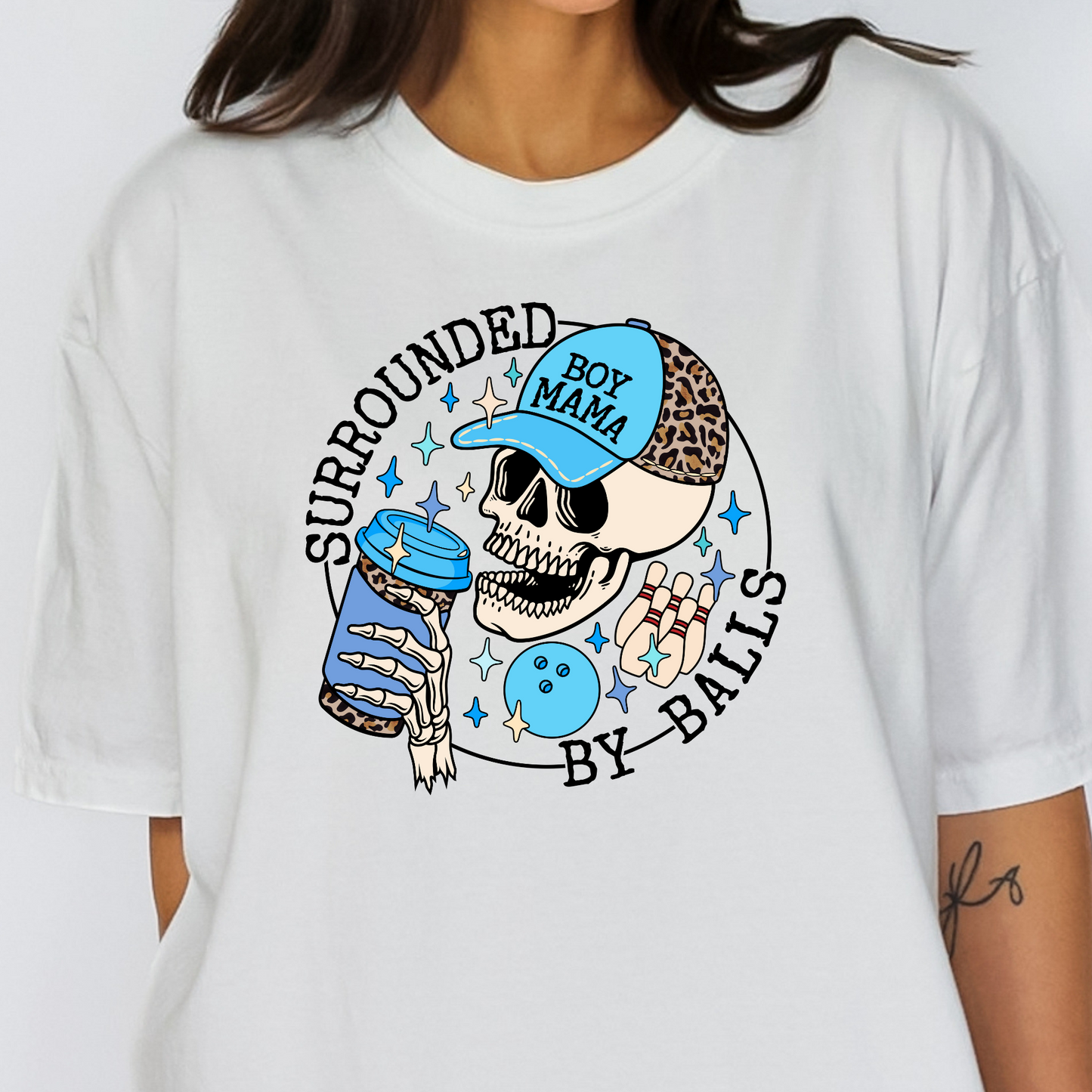 Surrounded By Balls (Bowling) Full Color DTF Transfer