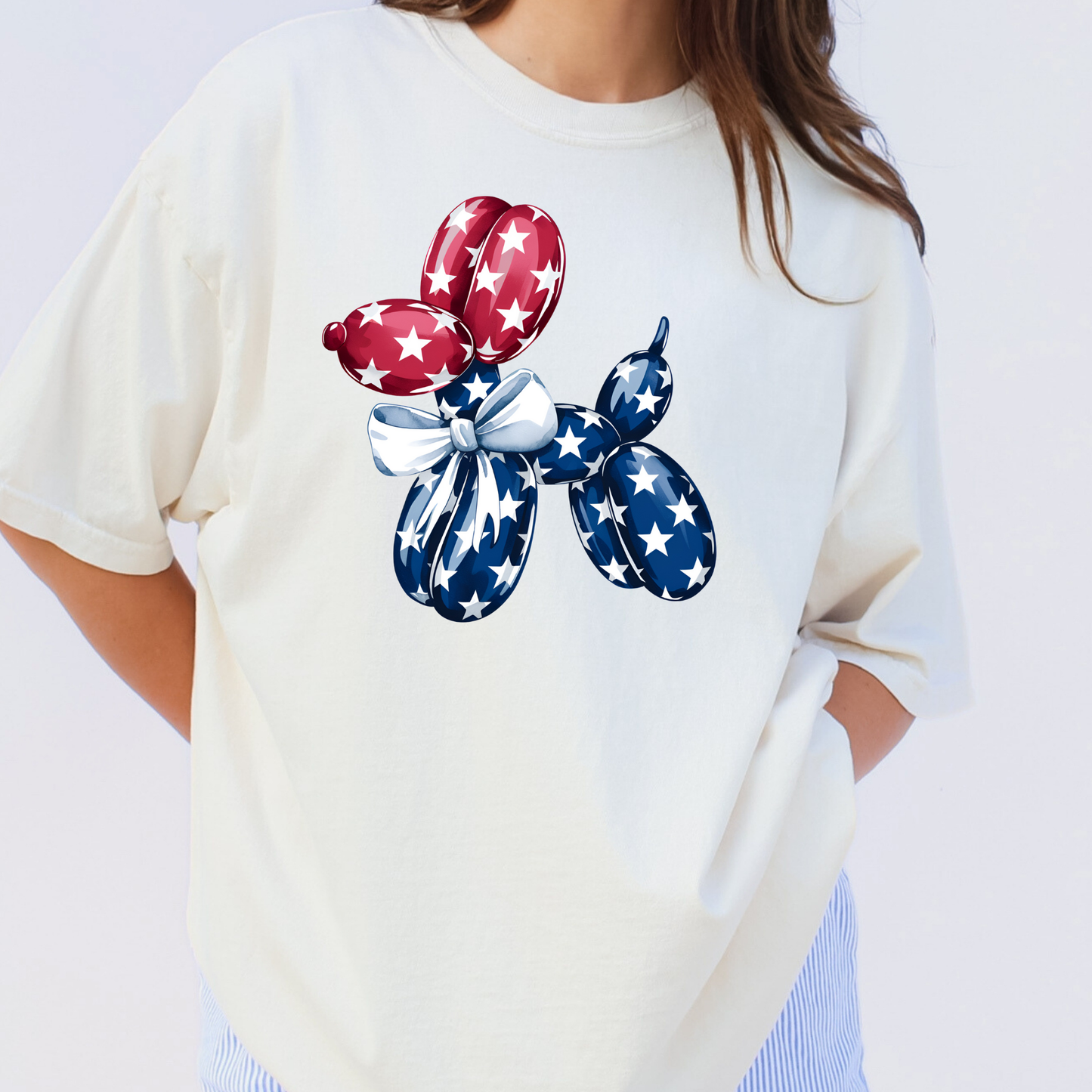 Balloon Dog (Red White & Blue) Full Color DTF Transfer