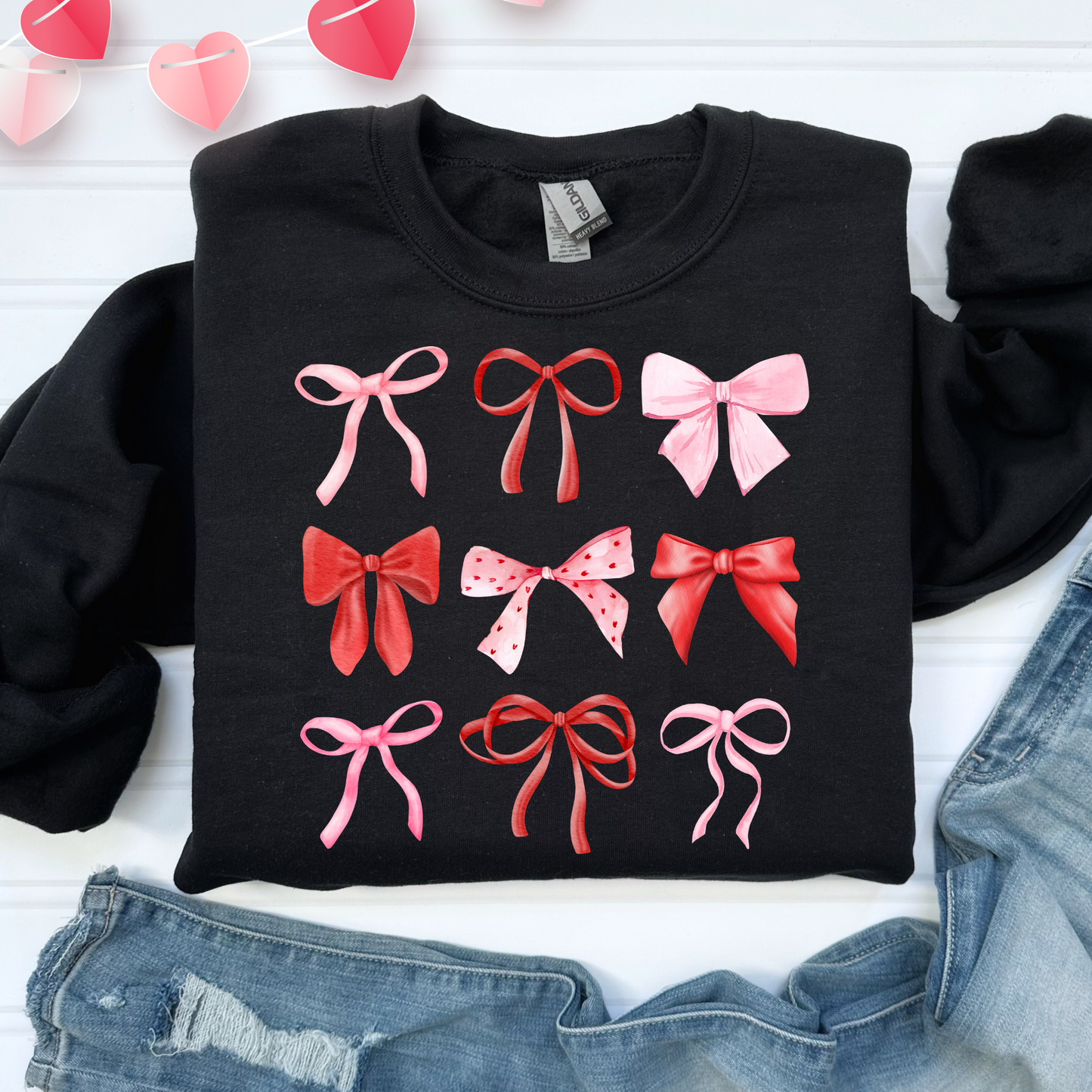 Pink/Red Bow Grid Full Color DTF Transfer