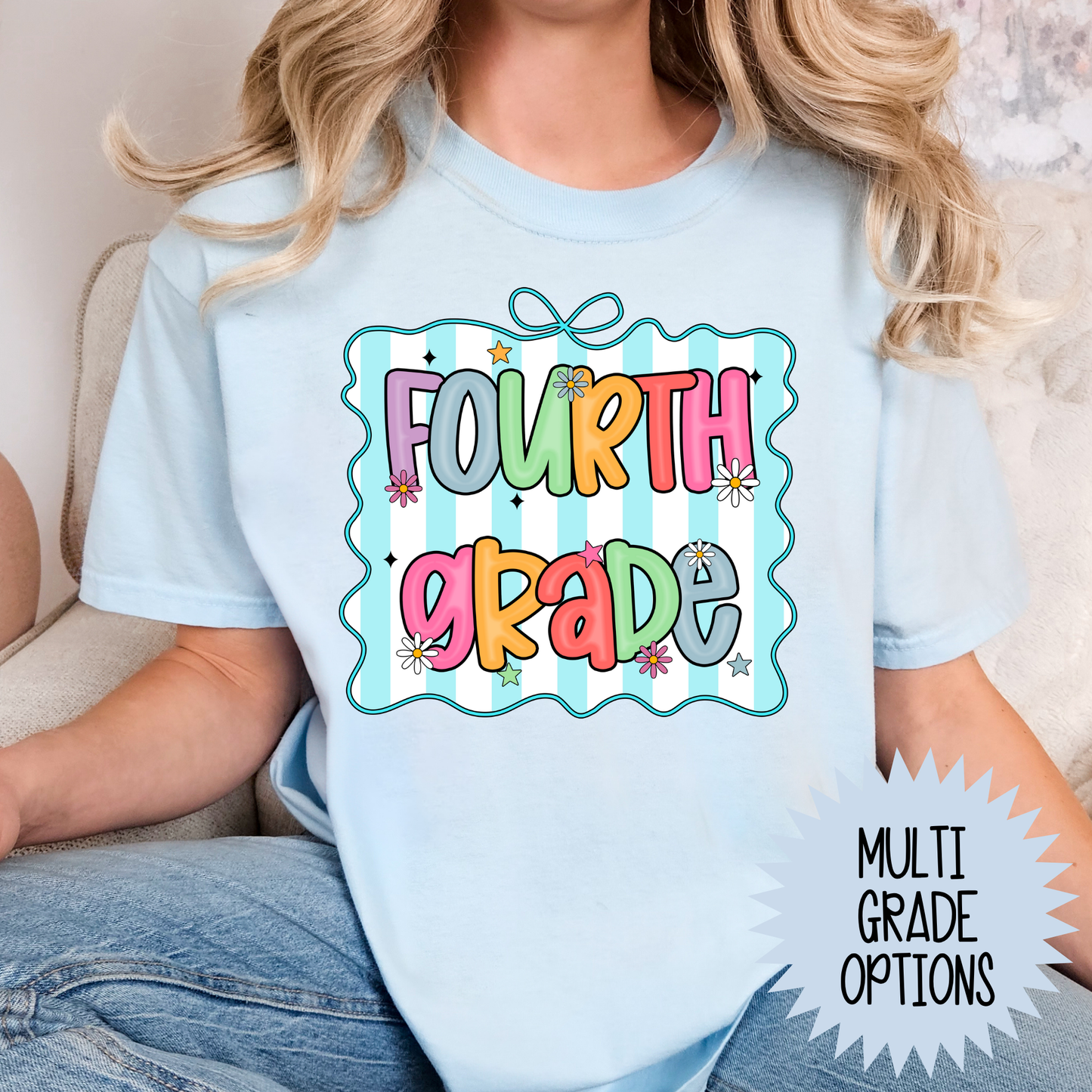Blue Stripe Grade (MULTI GRADE OPTIONS) Full Color DTF Transfer