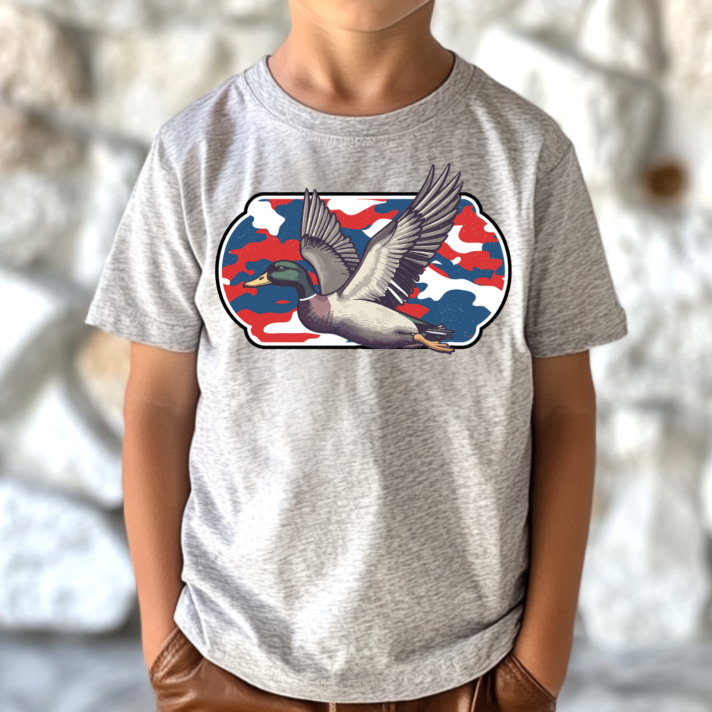 Duck w/ RWB Background Full Color DTF Transfer