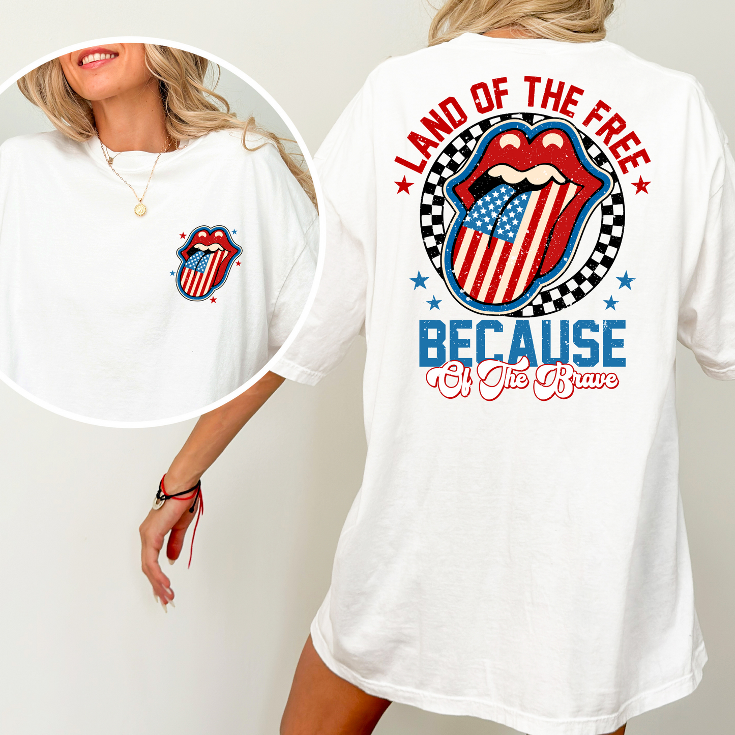 Land Of The Free Because OF The Brave (Tongue) Full Color DTF Transfer