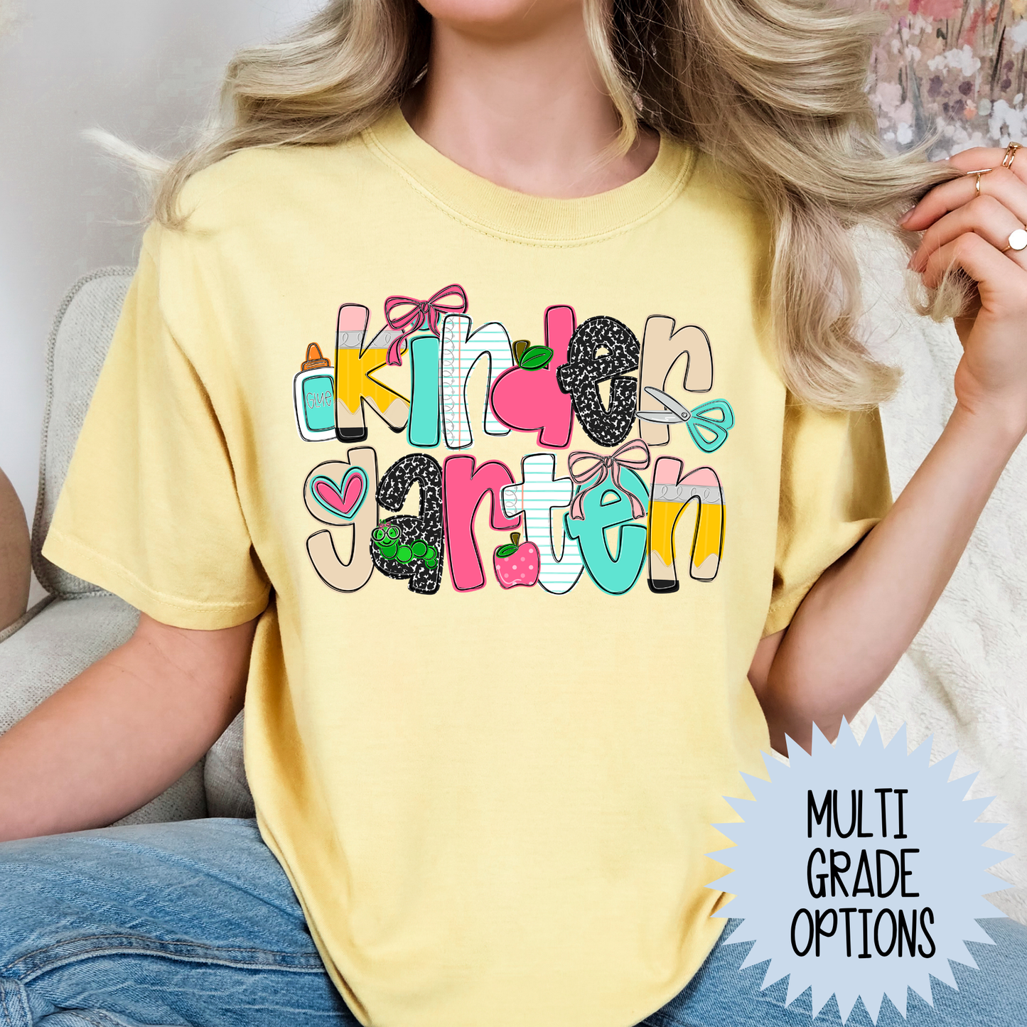 School Doodle Grade (MULTI GRADE OPTIONS) Full Color DTF Transfer