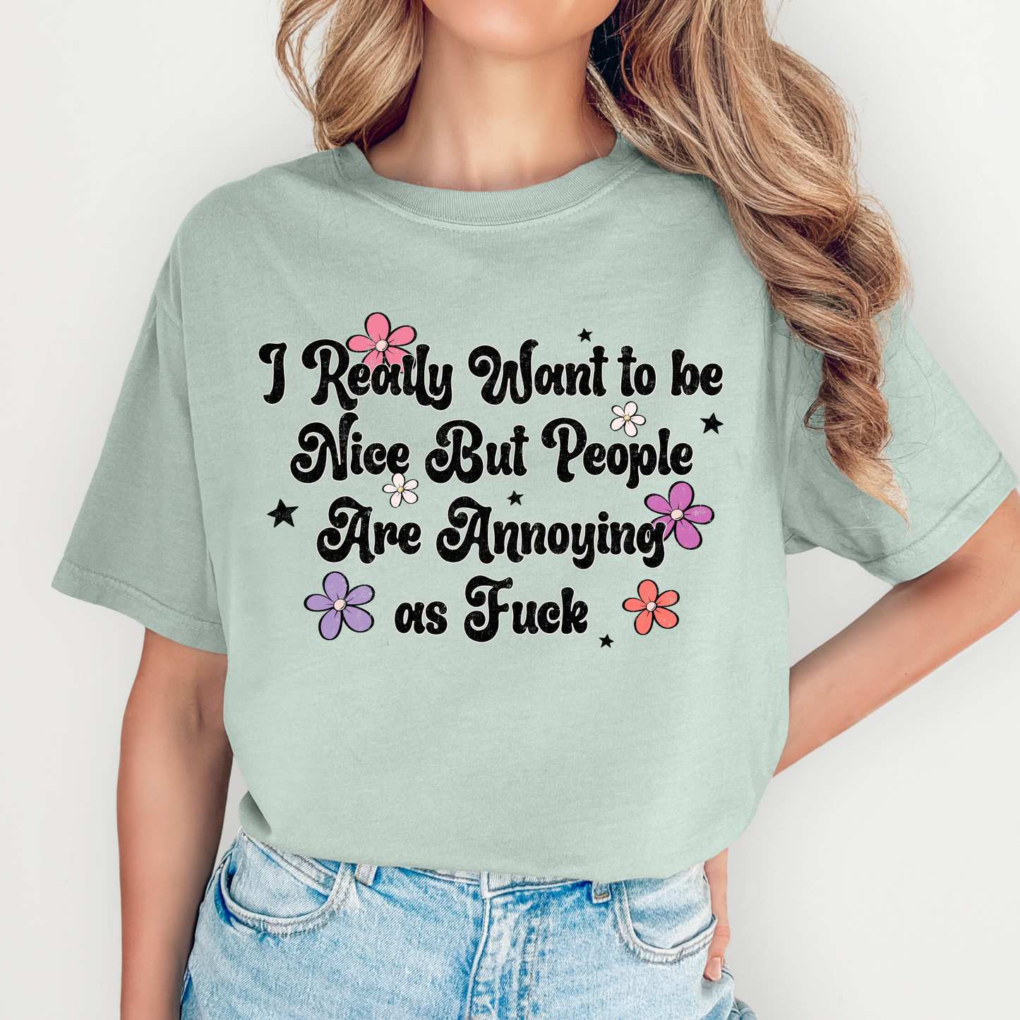 I Really Want To Be Nice But People Are Annoying As Fuck Full Color DTF Transfer
