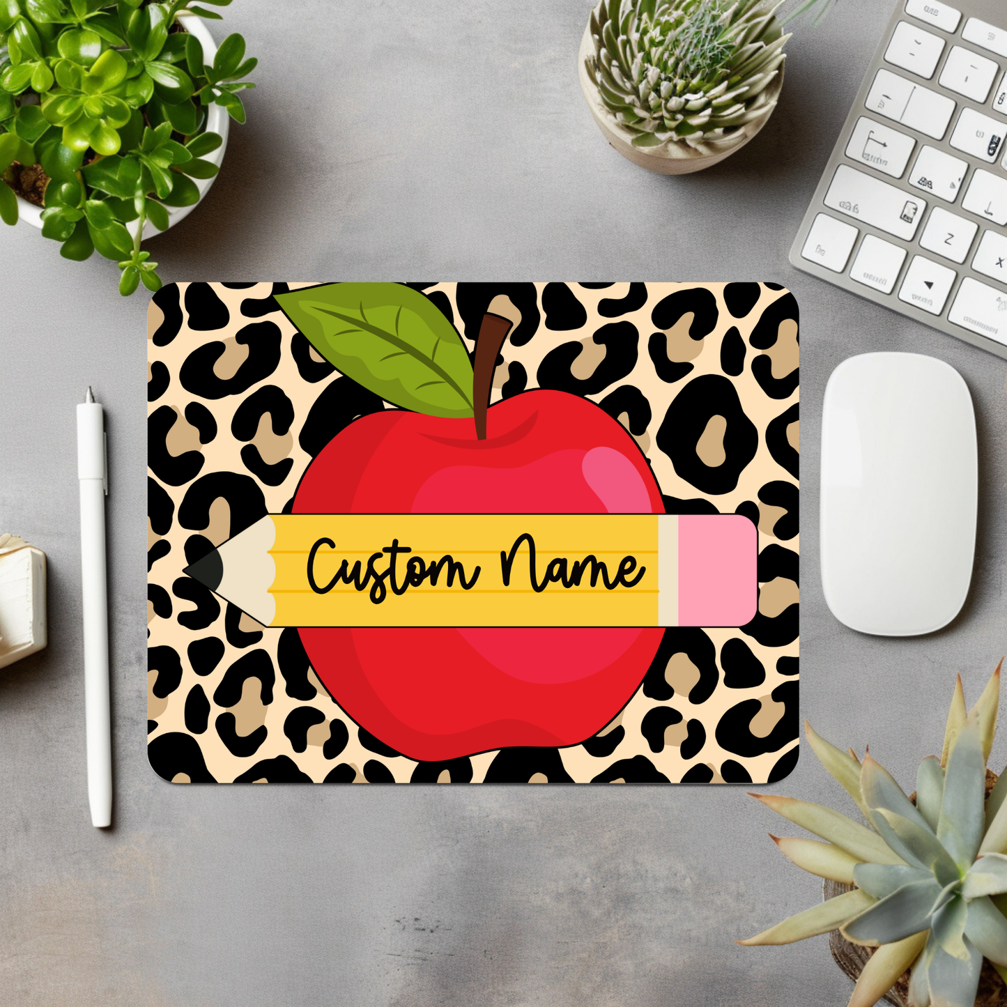 Leopard Apple Personalized Mouse Pad