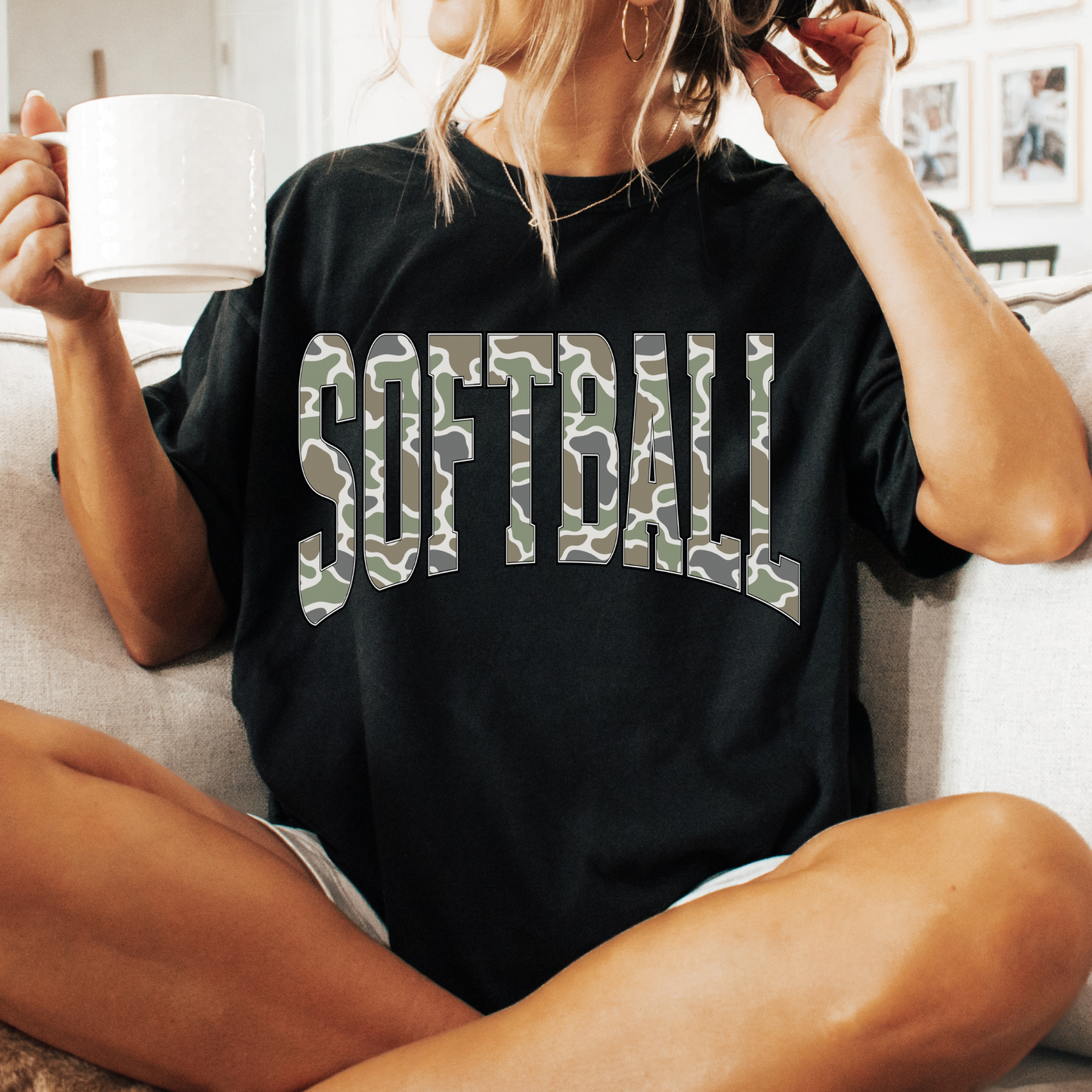 Camo Softball Full Color DTF Transfer