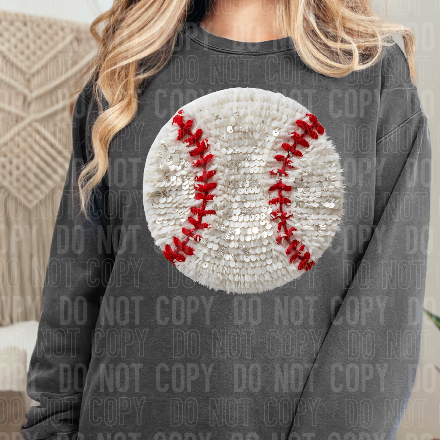 Baseball (Faux Yarn/Sequin) Full Color DTF Transfer
